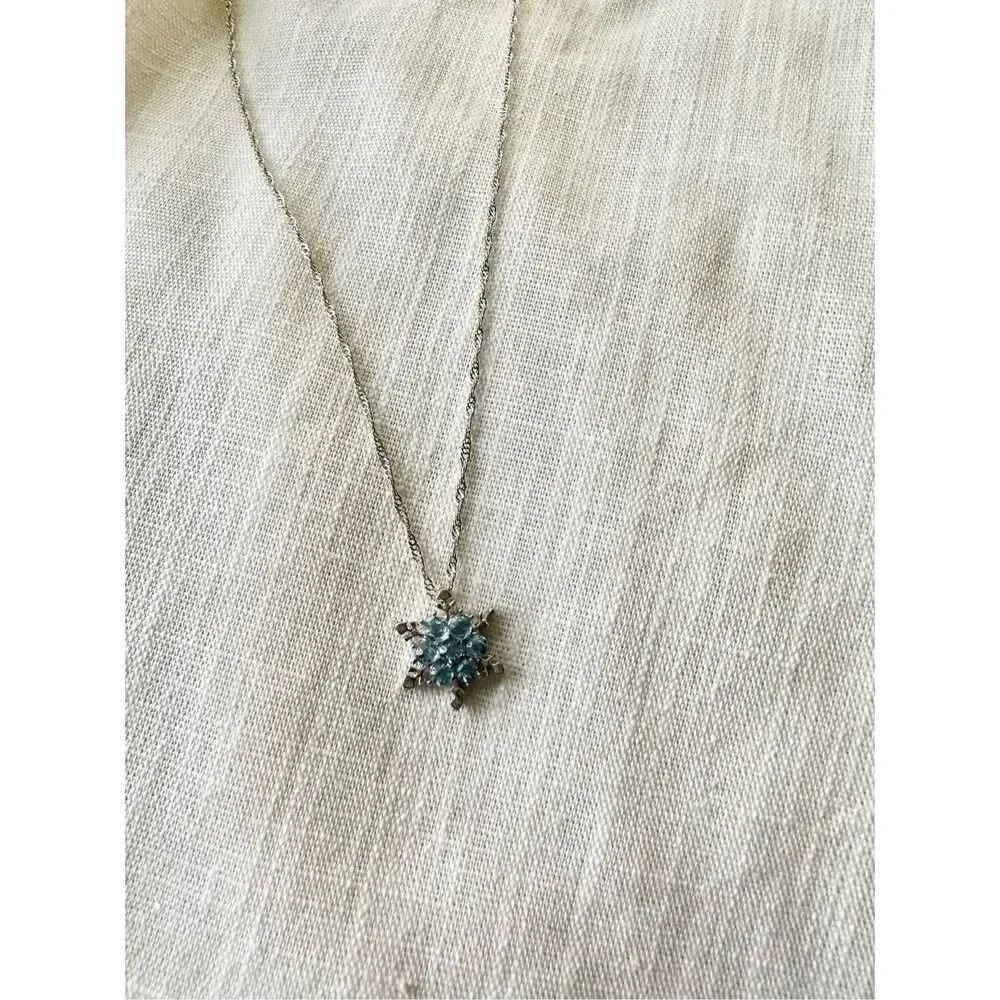 Baby blue cubic zirconia snowflake necklace